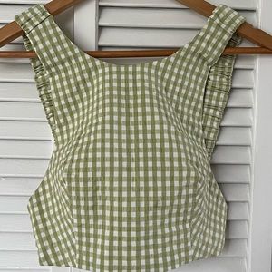 Backless green gingham Zara crop top